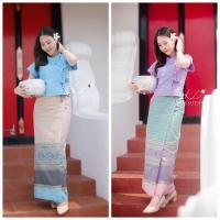 ราคา ผ้าถุงอัดกาว ผ้าฝ้ายผสมไหมงานสั่งทอ เฉพาะผ้าถุง (19391894469)