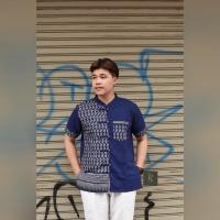 ราคา เสื้อผ้าฝ้ายทูโทนผู้ชาย แต่งสลับผ้าลายขอ (22344664679)