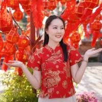 ราคา เสื้อผ้าฝ้ายลายมังกรคอจีนป้ายกระดุมมุก กางเกงเดฟ ยกเซทกดสั่งทีละชิ้น (25708125530)