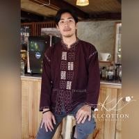 ราคา っ っเสื้อผ้าฝ้ายคอจีนแขนยาว ปักลายลำน้ำมูล (21361579365)