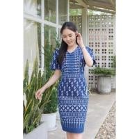 ราคา ชุดเดรสผ้าฝ้ายหมักโคลน ลายขอพระราชทาน (21706784449)