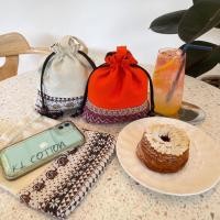 ราคา กระเป๋าผ้าฝ้ายแต่งผ้าโซฟา มีเชือกรูดและสายคล้องมือ (19621542586)