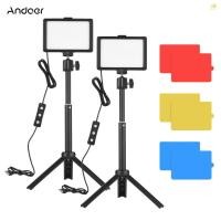 ราคา Andoer USB Video Conference Lighting Kit พร้อม 2 ไฟ LED Video 5600K หรี่แสงได้ 2 ขาตั้งกล้องตั้งโต๊ะ 2 180 อะแดปเตอร์ยึดหมุนได้ ตัวกรองสี 8 สีแดง สีเหลือง สีฟ้า ว (42500791553)