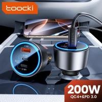 ราคา Toocki 200W Car Charger USB Type C QC 4 0 PPS 45W PD 100W Fast Charging USB C รถชาร์จโทรศัพท์สําหรับ iPhone 16 15 Samsung Macbook (43673762526)