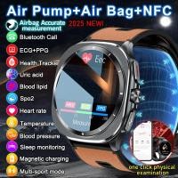 ราคา วัดถุงลมนิรภัยสมาร์ทนาฬิกาผู้ชาย ECG Air ปั๊มความดันโลหิตออกซิเจนในเลือด BT Call NFC SmartWatch สําหรับ Man Android iOS อัพเกรด (42624797735)