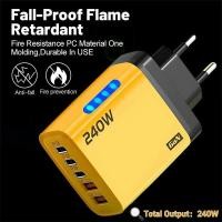 ราคา 240W GaN Fast Charger พร้อมไฟ LED 2USB 3Type C หลายพอร์ตหัวชาร์จโทรศัพท์สําหรับ iPhone Samsung Huawei Xiaomi แล็ปท็อป แท็บเล็ต (26042848311)