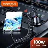 ราคา Toocki 5A100W ประเภท C ถึงประเภท C สายฤดูใบไม้ผลิแบบพับเก็บได้รถชาร์จโทรศัพท์ USB Fast Charge สําหรับ iPhone 15 Xiaomi Samsung S23 Huawe (26042848361)