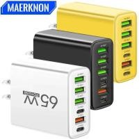 ราคา หลายพอร์ต 65W USB Charger Fast Charging ประเภท C อะแดปเตอร์ชาร์จโทรศัพท์สําหรับ iPhone Samsung Xiaomi Huawei EU US Plug Wall Charger (27492823664)