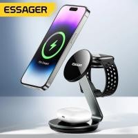 ราคา Essager 3 in 1 Magnetic Wireless Charger Bracket สําหรับ Apple Watch Airpods 15W Fast Charge Dock Station สําหรับ iPhone 15 14 13 12 Pro (43623762467)