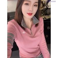 ราคา เสื้อเบลาส์ผ้าฝ้ายขนาดบวกสำหรับผู้หญิง สไตล์เกาหลี แฟชั่นโปโลเสื้อยืดแขนยาว (44404548799)