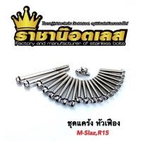 ราคา น๊อตแคร้งเครื่อง M Slaz R15เก่า หัวเฟือง เจาะดอกไม้ สแตนเลส ซ้าย ขวา (14581291444)