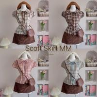 ราคา ชุดเซต คอบัวแขนตุ๊ก ลายสก็อต แมทกระโปรงลูกฟูก ปัก MM มีขายแยก (43553819121)