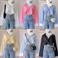 ราคา เสื้อครอปเชิ้ตแขนยาวทูโทน (23179595689)