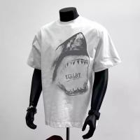 ราคา เสื้อยืดครึ่งแขนสไตล์อเมริกันเรียบง่ายสำหรับผู้ชายและผู้หญิง พร้อมพิมพ์ลายฉลาม (56201031252)