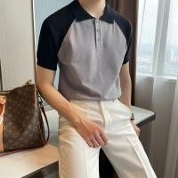ราคา การจับคู่สีโปโลเสื้อเชิ้ตผู้ชายฤดูร้อนสบายๆแร็กแลนแขนคมชัดปกบางสไตล์ถักแขนสั้นเสื้อยืดผู้ชาย (47251203165)