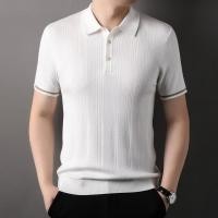 ราคา 2025 เสื้อยืดแฟชั่นบุรุษฤดูร้อนรูปแบบใหม่สีทึบเสื้อถักปกเสื้อโปโลแขนสั้น (43125257734)