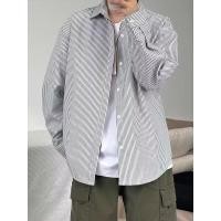 ราคา เสื้อแขนยาวผู้ชายแบบอเมริกันย้อนยุค สีดำและขาว ลายเส้นแนวตั้ง สำหรับฤดูร้อน (44901252635)