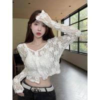 ราคา 2025 สไตล์ใหม่ ท็อปส์ซูผู้หญิง สีขาวคอวีแขนยาวเสื้อลูกไม้ผู้หญิง บริสุทธิ์ ความต้องการ ซีทรูเสื้อสั้น ผอมลง ดูเสื้อคาร์ดิแกนด้านนอก พรรคเล่นทุกวันพักผ่อน (45400645922)