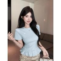 ราคา พร้อมสต็อก เร็ว การส่งสินค้า 2025 ฤดูร้อนสุภาพสตรีด้านบนแขนสั้น ลูกไม้เสื้อยืดไหล่อย่างเป็นทางการความรู้สึกระดับไฮเอนด์ เวอร์ชั่นเกาหลีสลิมฟิตแคบ เอวสาวร้อน เล่น (42800495160)