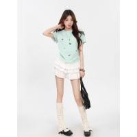 ราคา พร้อมสต็อก เร็ว การส่งสินค้า เสื้อผู้หญิงฤดูร้อน ร้านขายร้อน สีเขียวแขนสั้น เสื้อยืด สไตล์ใหม่สุดดีมีเอกลักษณ์สวย บาง พอดี ด้านหน้าไหล่ สไตล์สั้นสไตล์เกาหลี เสื้อผ้าเด็กผู้หญิงสไตล์ตะวันตก เล่นท (4240