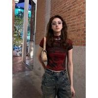 ราคา คลังสินค้าพร้อม Quick Shipping ฤดูร้อนผู้หญิง Tops 2025 American Hot Girl สไตล์ออกแบบพิมพ์เสื้อยืดแขนสั้นผู้หญิงSlim Fit สั้น ins ชุด Party Play Daily Leisure (41603121062)