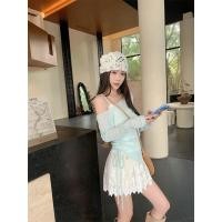 ราคา เสื้อสายเดี่ยวสตรี แบบเปิดไหล่ พร้อมเชือกรัดเอว สีเขียว ลายโปร่งใส เหมาะสำหรับวันพักผ่อนและงานเลี้ยง (43671920875)