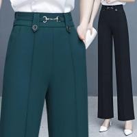 ราคา สูทเดรสเอวสูงสไตล์เรียบร้อยสำหรับสตรี ทรงขากว้างบาง (52850400676)