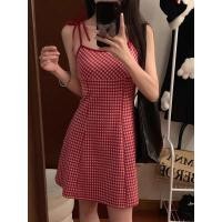 ราคา ชุดสลิงลายสก๊อตสำหรับผู้หญิง กระโปรงทรงเอ สไตล์หวานสีคมชัด เหมาะสำหรับฤดูร้อน (49050044647)