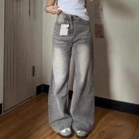 ราคา กางเกงยีนส์ทรงขากว้าง สำหรับผู้หญิง ทรงหลวม สำหรับฤดูร้อน ลายพิมพ์ทันสมัย สีเทาย้อนยุค (40874209541)