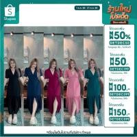 ราคา ลด 50 ใส่โค้ด INCTTL12 เดรสยาว ทรงแม่อั้มหน้าวี สีพื้นผ้าชีฟอง57 (18147204649)