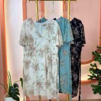 ราคา D227 มินิเดรสทรงแม่อั้มผ้าชีฟองลายดอกรุ่นปัง (29171072461)