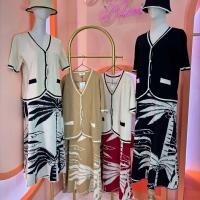 ราคา 810 coconut set เสื้อไหมพรมนิ่มถัก กระโปรงลายต้นมะพร้าว (28873175606)