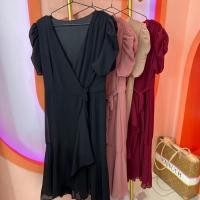 ราคา เดรสผูกไขว้ผ้าชีฟองแขนตุ๊กตา322 (24455126025)
