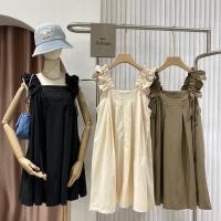 ราคา มินิเดรสแขนสายเดี่ยวใหญ่รูดได้ผ้าลินิน295 (25955131942)