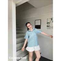 ราคา new เสื้อเชิ้ตโอเวอร์ไซส์แขนสั้น ผ้าลูกฟูกกำมะหยี่ (42210435327)