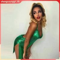 ราคา O l ชุดเดรสกระโปรง บอดี้คอน ผ่าข้าง เปิดหลัง แต่งกลิตเตอร์ สีทอง สีเงิน สีดํา สีเขียว สําหรับผู้หญิง ไนท์คลับ (41373846137)