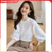 ราคา เสื้อเชิ้ตแขนสั้นคอจีน ปักลาย เสื้อเชิ้ตทำงานสีขาวผู้หญิง แฟชั่นฤดูร้อน เสื้อใส่ทำบุญ (40973575519)