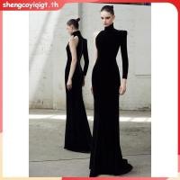 ราคา ใหม่ ชุดเดรสราตรี แขนยาว เปิดไหล่ข้างเดียว คอสูง ทรงหางปลา เข้ารูป ขนาดเล็ก เหมาะกับงานพรอม งานเลี้ยงวันเกิด (40920399641)
