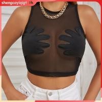 ราคา เสื้อครอปซีทรู ผ้าตาข่าย เซ็กซี่ สําหรับผู้หญิง HCHY (54501347623)