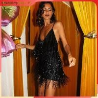 ราคา Hilario ชุดมินิเดรส คอวี สายสปาเก็ตตี้ ประดับพู่ กลิตเตอร์ สไตล์โบฮีเมียน หรูหรา สําหรับปาร์ตี้ค็อกเทล (26641626410)