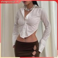 ราคา Hannie ผู้หญิง สตรีท แฟชั่น คอปก กระดุม ก้างปลา คอร์เซ็ท เสื้อแขนยาว (26063026819)