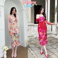 ราคา SEOULMATE ADELINE ODILE used สีแดง s SM6671 เดรสยาวเกาะอกเปิดไหล่ ผ้าตาข่ายปักฉลุดอกไม้ 3D สุดหรูหรา สวยมากกขนาดs (28168067469)