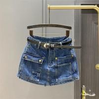 ราคา กระโปรงยีนส์สลิมมิ่งสีเข้มสำหรับผู้หญิง เอวสูง กระโปรงขาสั้นแบบคาร์โก้ ขาบาน ทรง A line กระโปรงครึ่งตัว (27586389576)