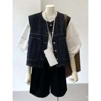 ราคา การออกแบบวินเทจรู้สึกเสื้อกั๊กยีนส์สีน้ำเงินเข้มผู้หญิงฤดูใบไม้ผลิฤดูร้อนใหม่แฟชั่นแสดงผอมร้อยเสื้อกั๊กสั้น (42558043982)