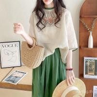 ราคา เสื้อแขนครึ่งคอกลมสำหรับผู้หญิง สไตล์ย้อนยุคอุตสาหกรรม ทำจากผ้าฝ้าย (43009345106)