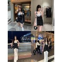 ราคา Polka Dot Lace Stitching Sling Dress สำหรับผู้หญิง สีดำ A Line ทรงเพรียวบาง ดูเรียบหรูและเซ็กซี่ (40605322782)