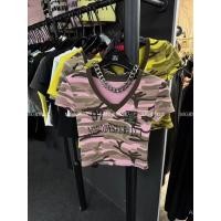 ราคา ผู้หญิง เสื้อยืดแขนสั้นลายพรางสไตล์อเมริกัน คอวี ฟิตพอดีตัว เสื้อครอปพิมพ์ลาย (40004184753)