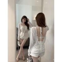 ราคา Aaiting เสื้อยืดลูกไม้สีขาวเย็บปัก Tencel แขนยาวสำหรับผู้หญิงเสื้อบางสวมหัวกันแดดแบบเพียวๆ (27730925174)