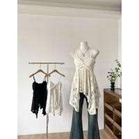 ราคา 2025 สไตล์ฝรั่งเศส เวอร์ชันเกาหลี เดรสเสื้อกั๊กปักลูกไม้แฟชั่น สายไม่สมมาตร (41853178678)