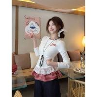ราคา เสื้อยืดแขนยาวผู้หญิงฤดูใบไม้ผลิและฤดูใบไม้ร่วง แบบฟิตเน้นความเรียวบาง ออกแบบสวยงาม ลายละเอียดประณีต (28141544206)